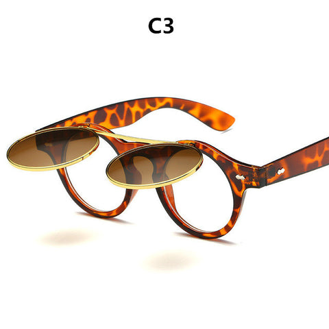 DJXFZLO Fashion Retro Steampunk Sunglasses Women Round Glasses Brand Designer Vintage Steam Punk Sun Glasses oculos gafas de sol
