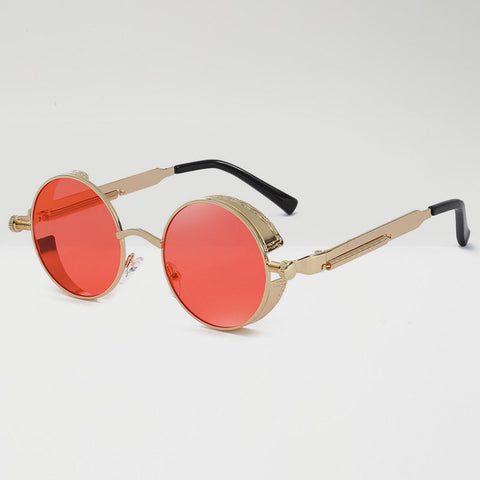 Retro Round Metal Steampunk Sunglasses Men Women Fashion Glasses Brand Designer Vintage Sunglasses High Quality UV400 Eyewear