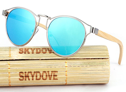 SKYDOVE Wooden Sunglasses Women  Mirror Goggle Square Skateboard Sunglasses Bamboo Vintage Polarized  Bamboo Sunglasses For Man