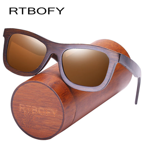RTBOFY Wood Sunglasses for Men & Women Polarized Lenses Glasses Bamboo Frame Eyeglasse Vintage Design Shades UV400 Protection