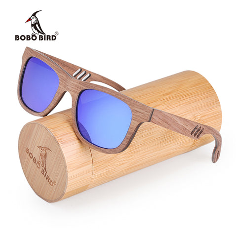 BOBO BIRD Walnut Wood Sunglasses Men Women Brand Designer Mirror