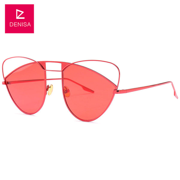DENISA 2018 Butterfly Frame Cat Eye Sunglasses Women New Fashion Pink Red Retro Sun Glasses Girls UV400 zonnebril dames G18632