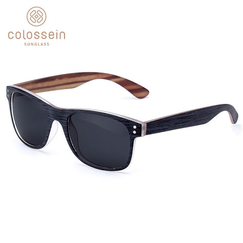 COLOSSEIN Sunglasses Men Polarized Classic New Fashion Retro Square Sun glasses Frame Women Imitation Wood Oculos Gafas De Sol