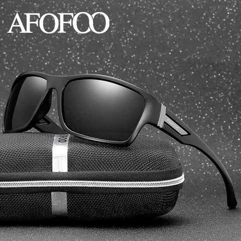 AFOFOO Classic Polarized Sunglasses Brand Designer Men Sun Glasses Travel Driving Male Square Night Vision Glasses Eyewear UV400