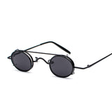 FS YURI YUAN Retro Red Lens Steampunk Sunglasses Men Small Size Metal Frame Oval Glasses Double Lens Removable Punk Sun Glasses