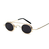 FS YURI YUAN Retro Red Lens Steampunk Sunglasses Men Small Size Metal Frame Oval Glasses Double Lens Removable Punk Sun Glasses