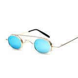 FS YURI YUAN Retro Red Lens Steampunk Sunglasses Men Small Size Metal Frame Oval Glasses Double Lens Removable Punk Sun Glasses