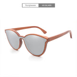 AZB 2018 New  Cat Eye Bamboo Sunglasses Men's UV400 Wooden glasses Women Brand Designer Original Wood Sun Glasses