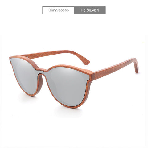 AZB 2018 New  Cat Eye Bamboo Sunglasses Men's UV400 Wooden glasses Women Brand Designer Original Wood Sun Glasses