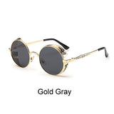 Ralferty Retro Steampunk Sunglasses Women Men Vintage Round Metal Punk Mirror Gothic Sun Glasses oculos de sol feminino 881