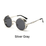 Ralferty Retro Steampunk Sunglasses Women Men Vintage Round Metal Punk Mirror Gothic Sun Glasses oculos de sol feminino 881