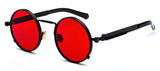 Peekaboo clear red sunglasses men steampunk 2018 metal frame retro vintage round sun glasses for women black uv400