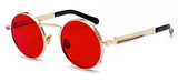 Peekaboo clear red sunglasses men steampunk 2018 metal frame retro vintage round sun glasses for women black uv400